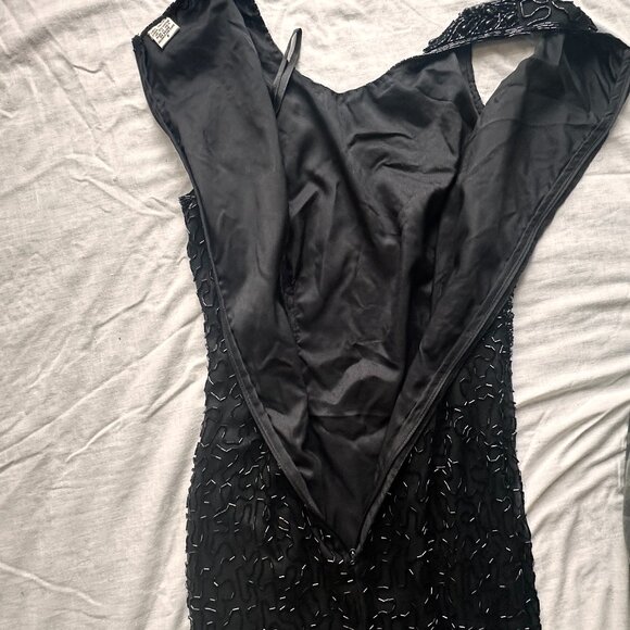 Vintage Laurence Kazar Black beaded gown - Picture 8 of 12